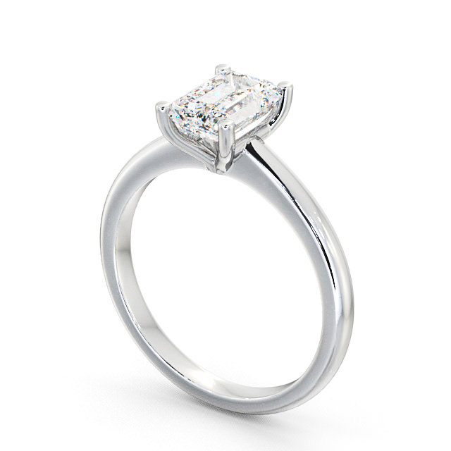 Emerald Diamond Engagement Ring Platinum Solitaire - Lilley ENEM7_WG_SIDE