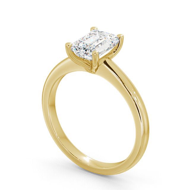 Emerald Diamond Engagement Ring 18K Yellow Gold Solitaire - Lilley