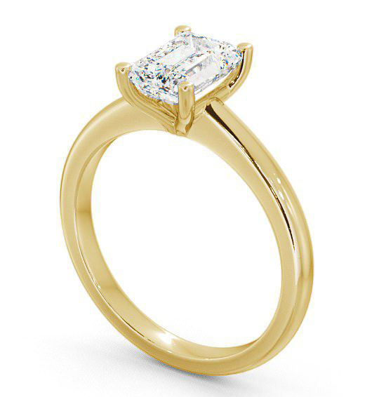 Emerald Diamond Engagement Ring 18K Yellow Gold Solitaire - Lilley ENEM7_YG_THUMB1