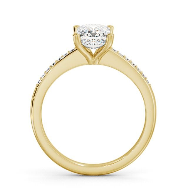 Emerald Diamond Engagement Ring 18K Yellow Gold Solitaire With Side Stones - Tealby ENEM7S_YG_UP
