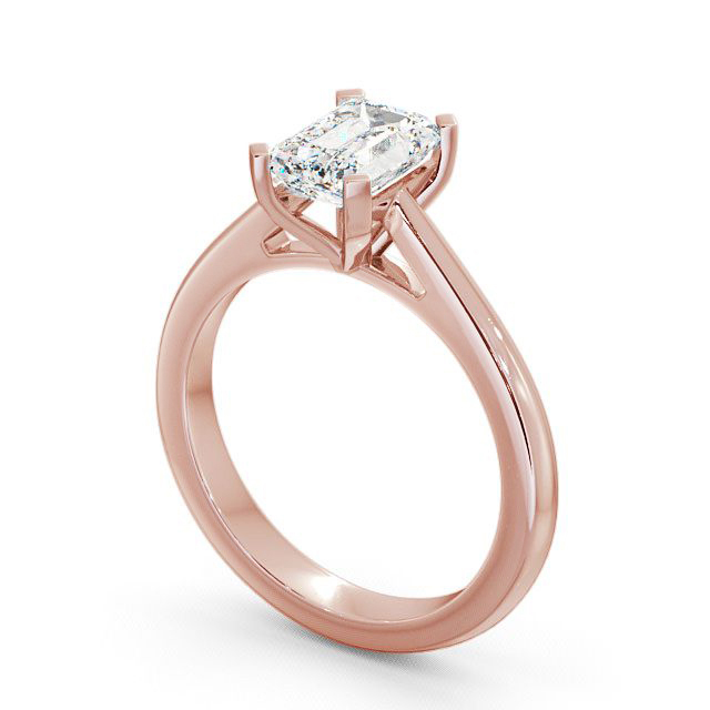 Emerald Diamond Engagement Ring 18K Rose Gold Solitaire - Belaugh ENEM8_RG_SIDE