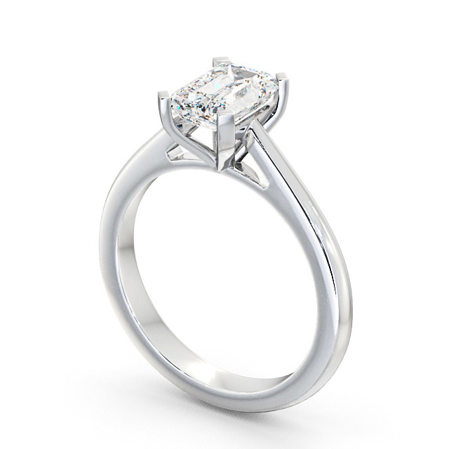Emerald Diamond Engagement Ring 9K White Gold Solitaire - Belaugh ENEM8_WG_SIDE