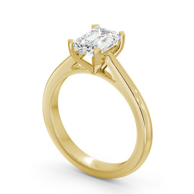 Emerald Diamond Engagement Ring 18K Yellow Gold Solitaire - Belaugh