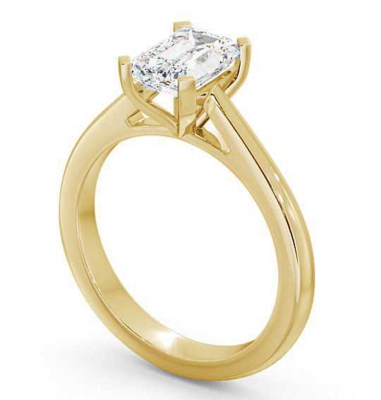 Emerald Diamond Modern Style Engagement Ring 9K Yellow Gold Solitaire ENEM8_YG_THUMB1