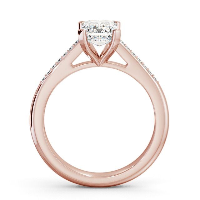 Emerald Diamond Engagement Ring 18K Rose Gold Solitaire With Side Stones - Barle ENEM8S_RG_UP