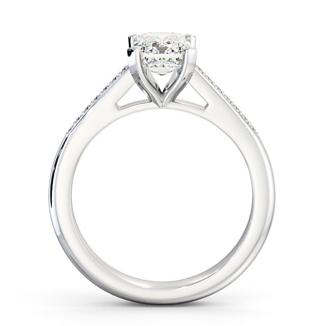 Emerald Diamond Engagement Ring Palladium Solitaire With Side Stones - Barle ENEM8S_WG_UP