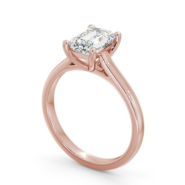 Emerald Diamond Engagement Ring 18K Rose Gold Solitaire - Gallin ENEM9_RG_SIDE