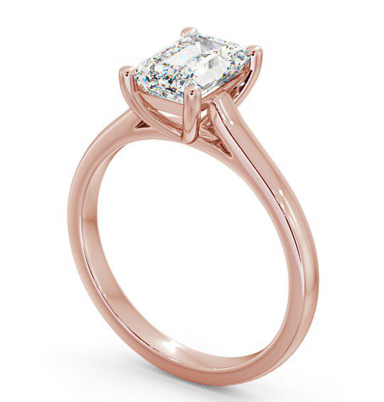 Emerald Diamond Traditional Style Engagement Ring 9K Rose Gold Solitaire ENEM9_RG_THUMB1