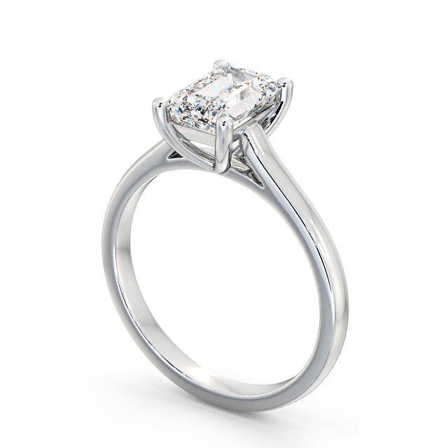 Emerald Diamond Engagement Ring 9K White Gold Solitaire - Gallin ENEM9_WG_SIDE