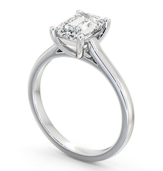 Emerald Diamond Traditional Style Engagement Ring Palladium Solitaire ENEM9_WG_THUMB1