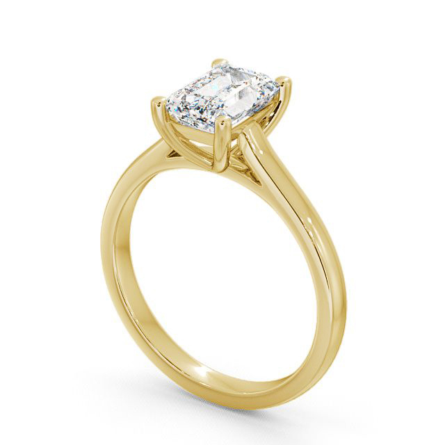 Emerald Diamond Engagement Ring 9K Yellow Gold Solitaire - Gallin ENEM9_YG_SIDE