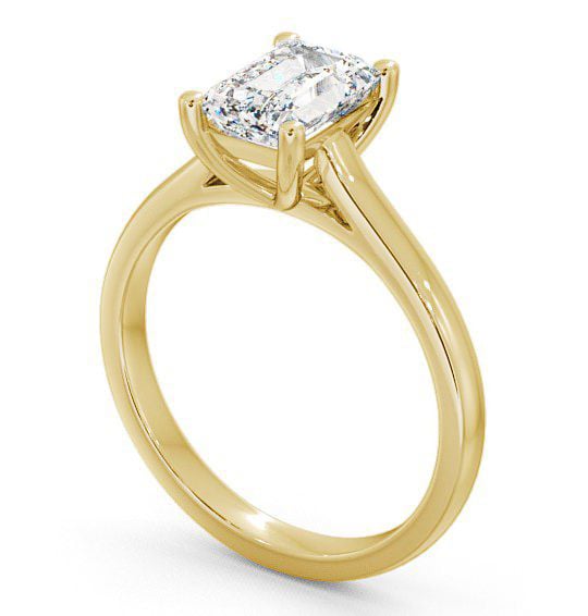 Emerald Diamond Traditional Style Engagement Ring 18K Yellow Gold Solitaire ENEM9_YG_THUMB1 