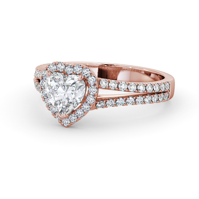 Halo Heart Diamond Engagement Ring 18K Rose Gold - Tessimo ENHE11_RG_FLAT