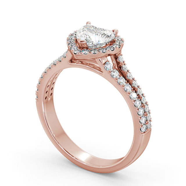 Halo Heart Diamond Engagement Ring 18K Rose Gold - Tessimo ENHE11_RG_SIDE