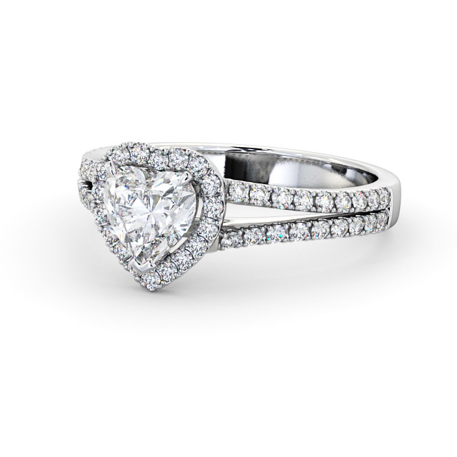 Halo Heart Diamond Engagement Ring Platinum - Tessimo ENHE11_WG_FLAT