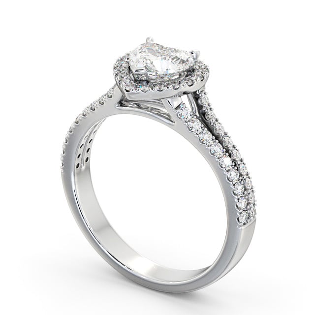 Halo Heart Diamond Engagement Ring Platinum - Tessimo