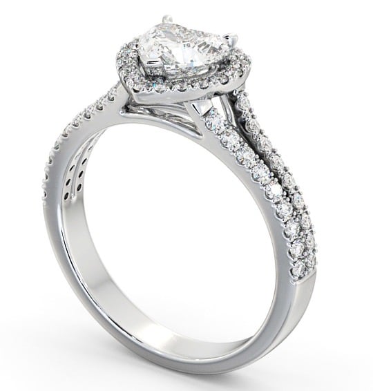 Halo Heart Diamond Split Band Engagement Ring 18K White Gold ENHE11_WG_THUMB1 