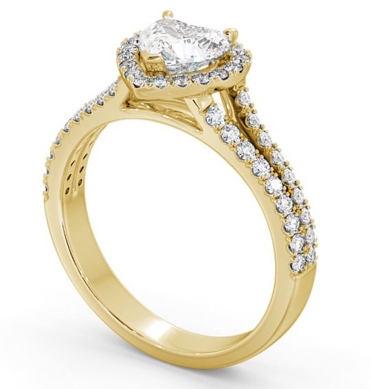 Halo Heart Diamond Split Band Engagement Ring 18K Yellow Gold ENHE11_YG_THUMB1 