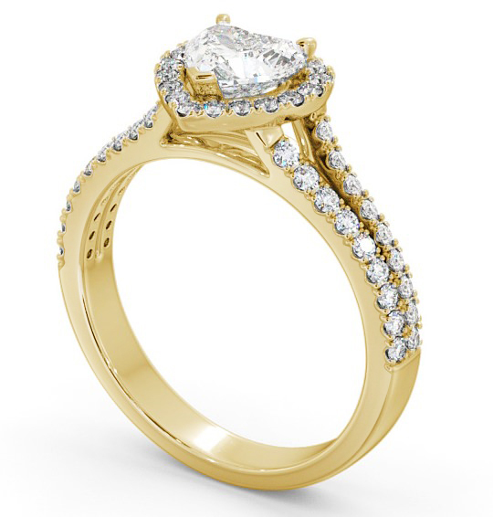 Halo Heart Diamond Split Band Engagement Ring 18K Yellow Gold ENHE11_YG_THUMB1