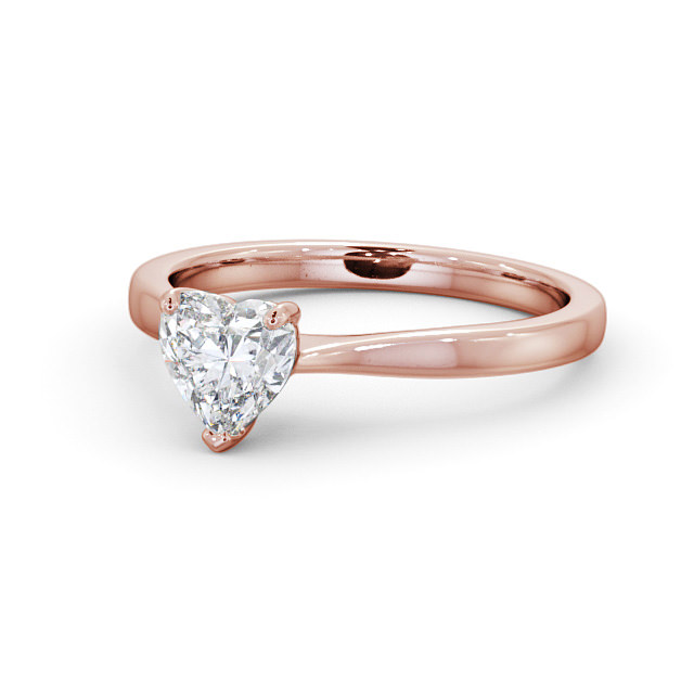 Heart Diamond Engagement Ring 18K Rose Gold Solitaire - Casinel ENHE13_RG_FLAT