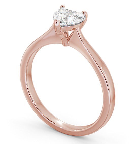 Heart Diamond Tapered Band Engagement Ring 9K Rose Gold Solitaire ENHE13_RG_THUMB1 