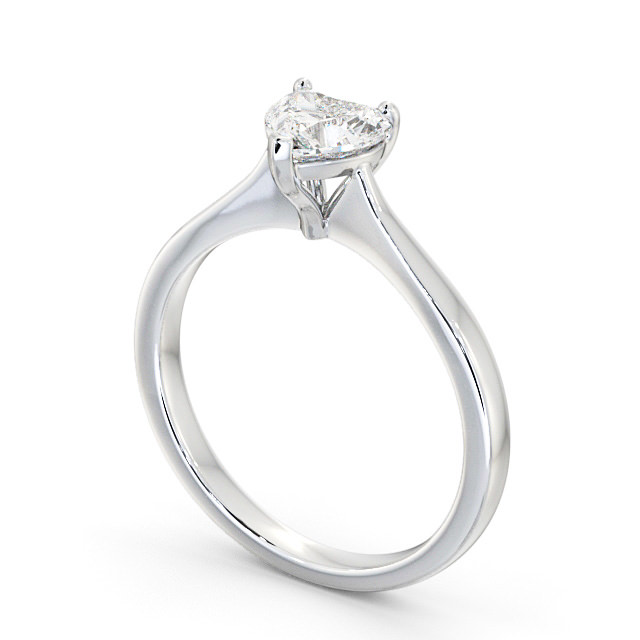 Heart Diamond Engagement Ring 9K White Gold Solitaire - Casinel ENHE13_WG_SIDE