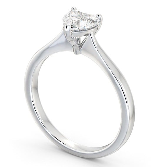 Heart Diamond Tapered Band Engagement Ring Platinum Solitaire ENHE13_WG_THUMB1 