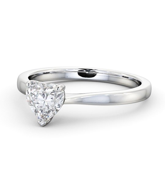 Heart Diamond Tapered Band Engagement Ring Platinum Solitaire ENHE13_WG_THUMB2 