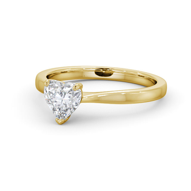 Heart Diamond Engagement Ring 9K Yellow Gold Solitaire - Casinel ENHE13_YG_FLAT