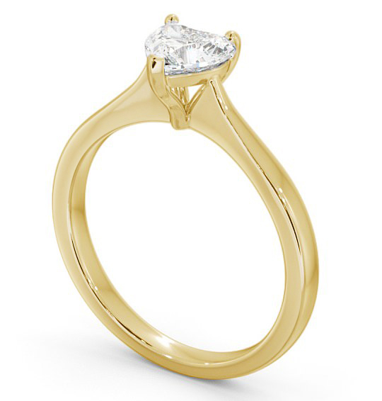 Heart Diamond Tapered Band Engagement Ring 18K Yellow Gold Solitaire ENHE13_YG_THUMB1 