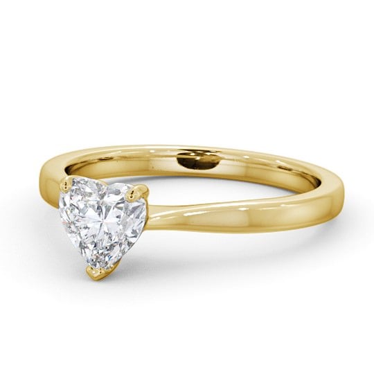Heart Diamond Tapered Band Engagement Ring 18K Yellow Gold Solitaire ENHE13_YG_THUMB2 