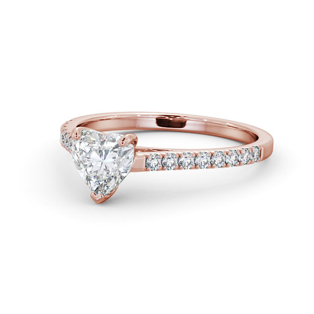 Heart Diamond Engagement Ring 18K Rose Gold Solitaire With Side Stones - Anitta ENHE14_RG_FLAT