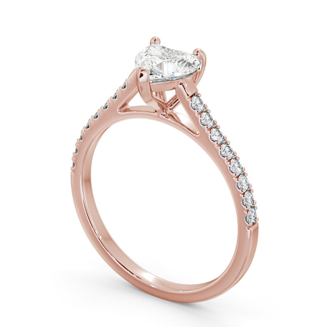 Heart Diamond Engagement Ring 18K Rose Gold Solitaire With Side Stones - Anitta ENHE14_RG_SIDE