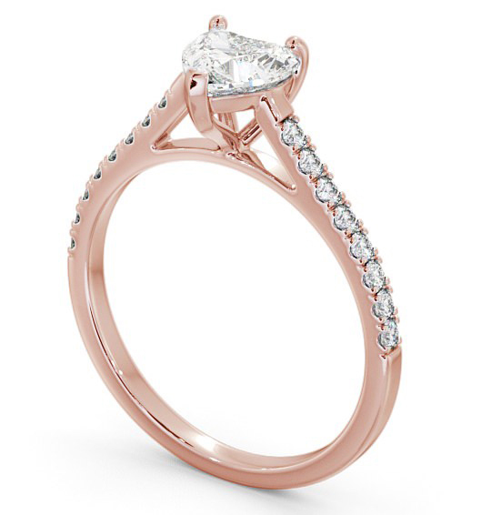 Heart Diamond 3 Prong Engagement Ring 18K Rose Gold Solitaire with Channel Set Side Stones ENHE14_RG_THUMB1 