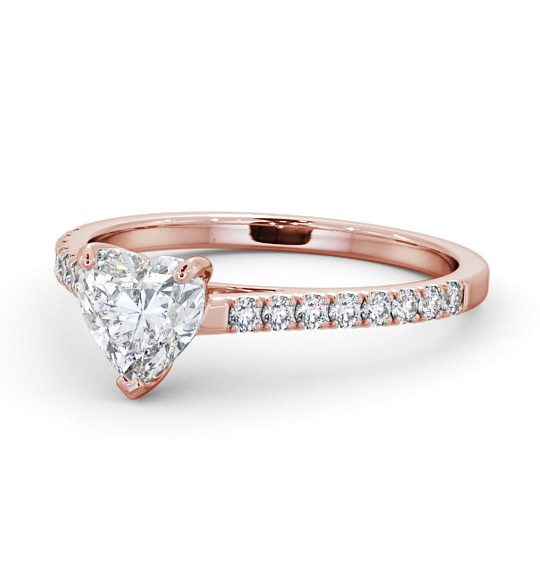 Heart Diamond 3 Prong Engagement Ring 18K Rose Gold Solitaire with Channel Set Side Stones ENHE14_RG_THUMB2 