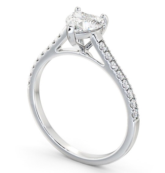 Heart Diamond 3 Prong Engagement Ring 18K White Gold Solitaire with Channel Set Side Stones ENHE14_WG_THUMB1 