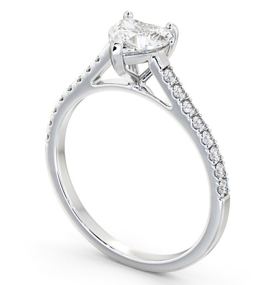 Heart Diamond 3 Prong Engagement Ring 9K White Gold Solitaire with Channel Set Side Stones ENHE14_WG_THUMB1 