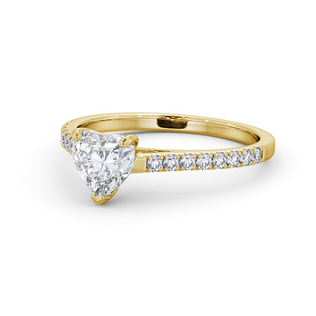 Heart Diamond Engagement Ring 9K Yellow Gold Solitaire With Side Stones - Anitta ENHE14_YG_FLAT