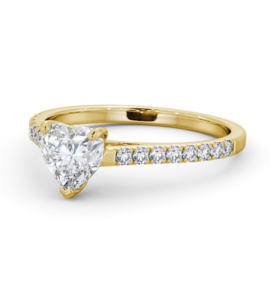 Heart Diamond 3 Prong Engagement Ring 9K Yellow Gold Solitaire with Channel Set Side Stones ENHE14_YG_THUMB2 