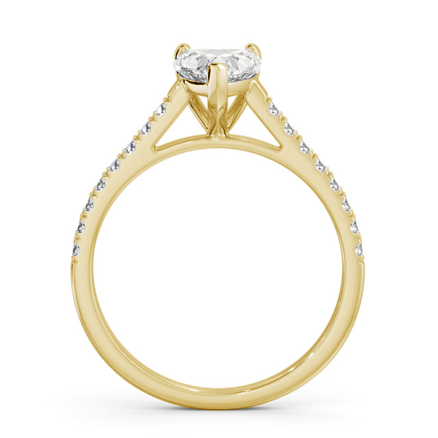 Heart Diamond Engagement Ring 9K Yellow Gold Solitaire With Side Stones - Anitta ENHE14_YG_UP
