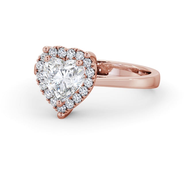 Halo Heart Diamond Engagement Ring 9K Rose Gold - Aintree ENHE15_RG_FLAT