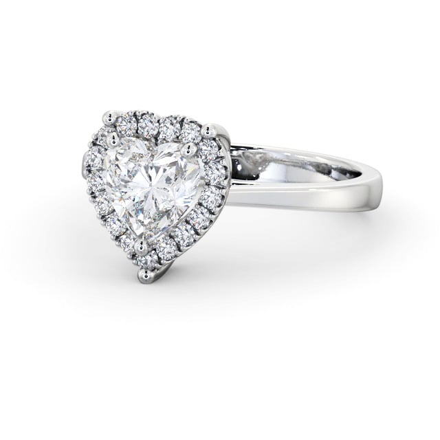 Halo Heart Diamond Engagement Ring 18K White Gold - Aintree ENHE15_WG_FLAT