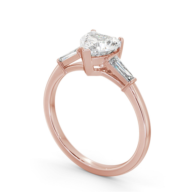 Heart Diamond Engagement Ring 9K Rose Gold Solitaire With Side Stones - Buxtine ENHE15S_RG_SIDE