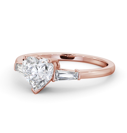 Heart Diamond Engagement Ring 18K Rose Gold Solitaire with Tapered Baguette Side Stones ENHE15S_RG_THUMB2 