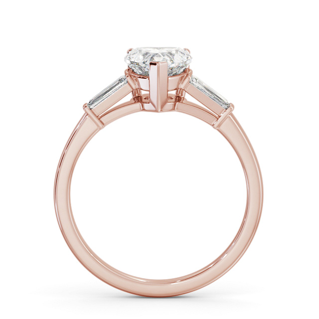 Heart Diamond Engagement Ring 18K Rose Gold Solitaire With Side Stones - Buxtine ENHE15S_RG_UP