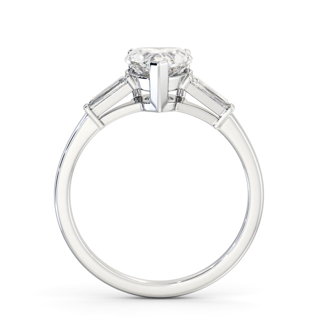 Heart Diamond Engagement Ring 18K White Gold Solitaire With Side Stones - Buxtine ENHE15S_WG_UP