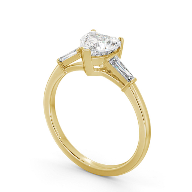 Heart Diamond Engagement Ring 9K Yellow Gold Solitaire With Side Stones - Buxtine ENHE15S_YG_SIDE