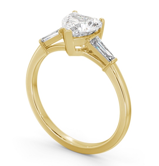 Heart Diamond Engagement Ring 18K Yellow Gold Solitaire With Side Stones - Buxtine ENHE15S_YG_THUMB1