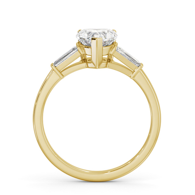 Heart Diamond Engagement Ring 9K Yellow Gold Solitaire With Side Stones - Buxtine ENHE15S_YG_UP