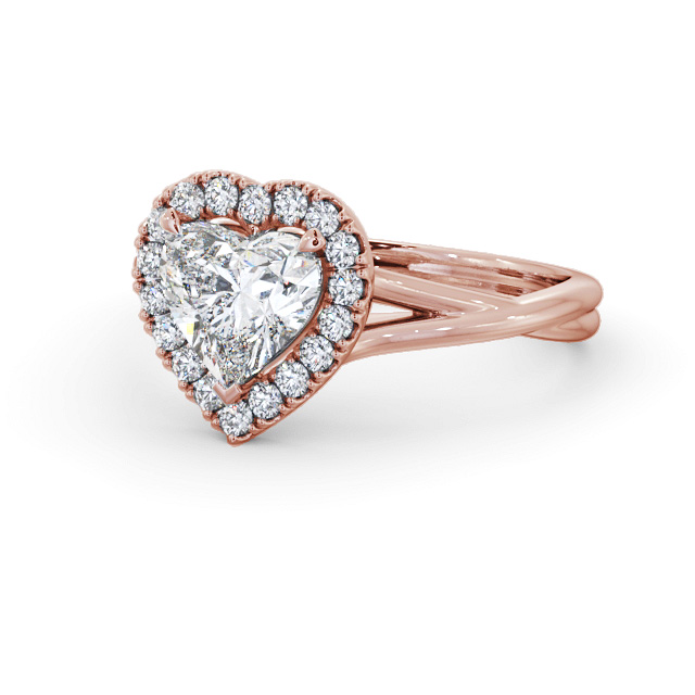 Halo Heart Diamond Engagement Ring 18K Rose Gold - Gorile ENHE16_RG_FLAT